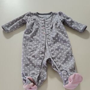 Carter's Gray and Pink Polka Dot Footie